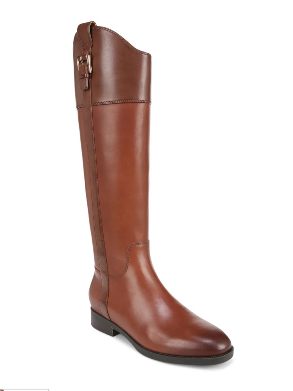 Vionic Tall Brown Cognac Leather Equestrian-Inspired Boots - NWB 9.5 Wide Calf